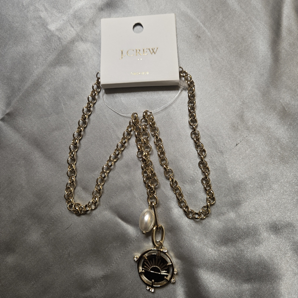 J. CREW Necklace - Costume Gold  Jewelry with Pearl Pendant 19" Length